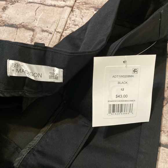 NWT 89TH+Madison ankle length cotton/Polyester/spandex,black pants size 8,10,12 - Picture 10 of 13